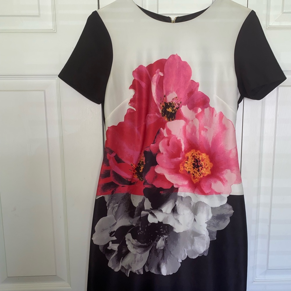 Vince Camuto / two tone, cap sleeve, midi dress